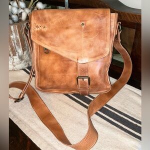 Bed Stu Leather Venice Beach Crossbody Bag Tan Rustic Retail $240